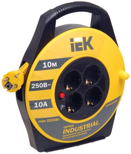 Удлинитель в корпусе с заземлением IEK Industrial 4х10м 10А 2200Вт IP20 картинка 